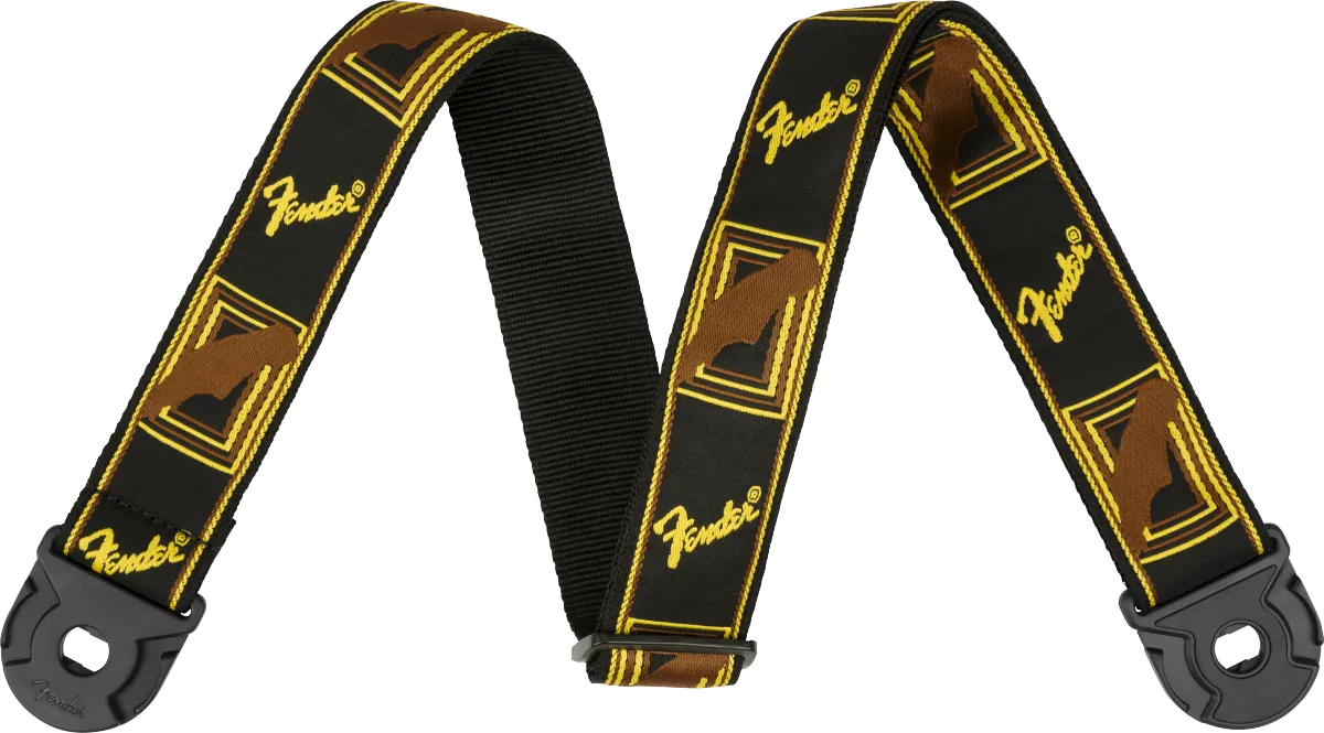 Fender Quick Grip Locking End Strap, Black, Yellow & Brown, 2"