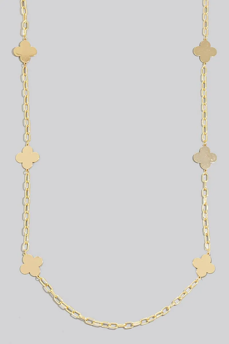Flat Clover Long Chain Necklace