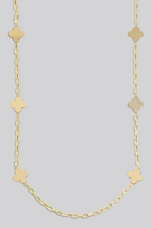 Flat Clover Long Chain Necklace