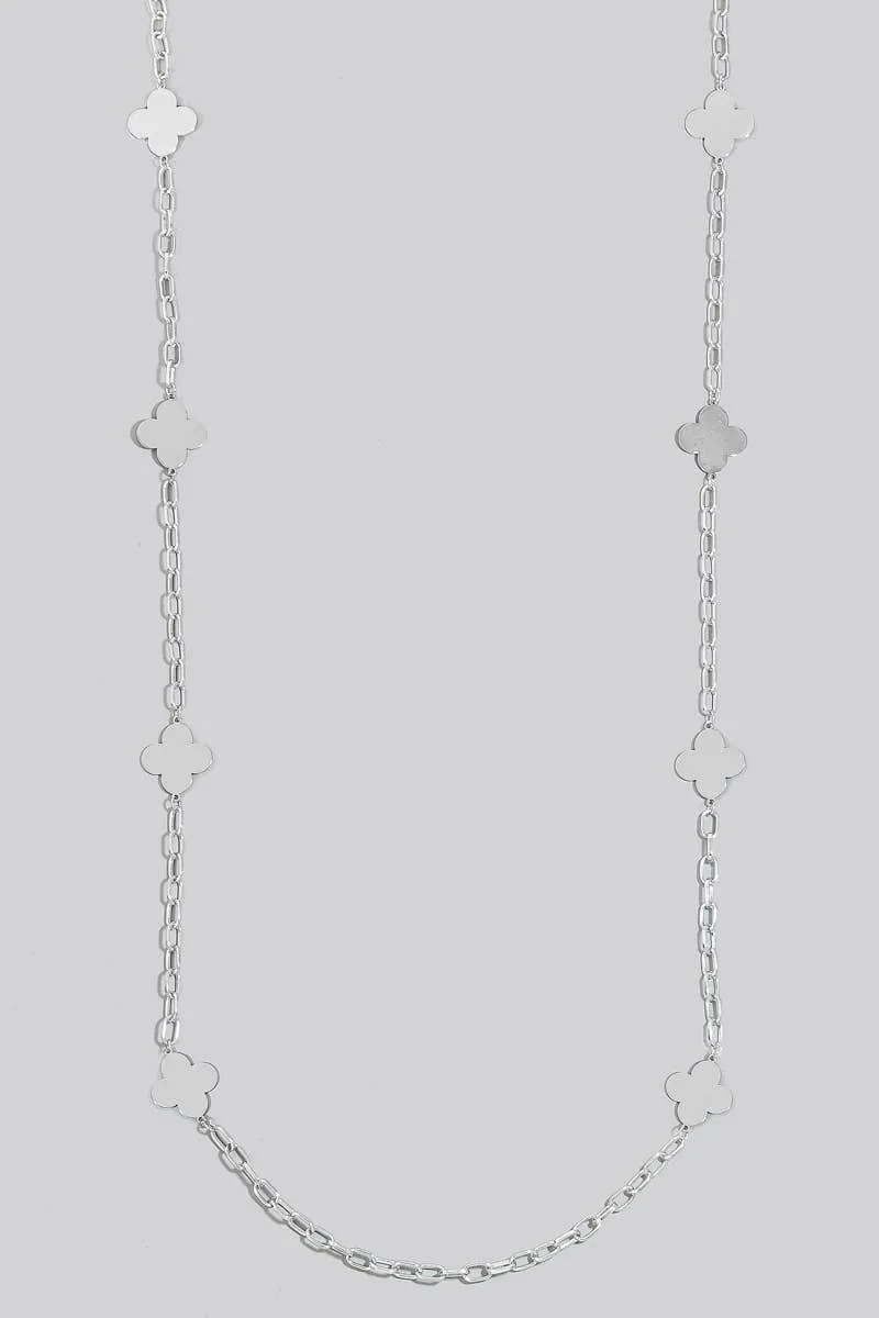 Flat Clover Long Chain Necklace