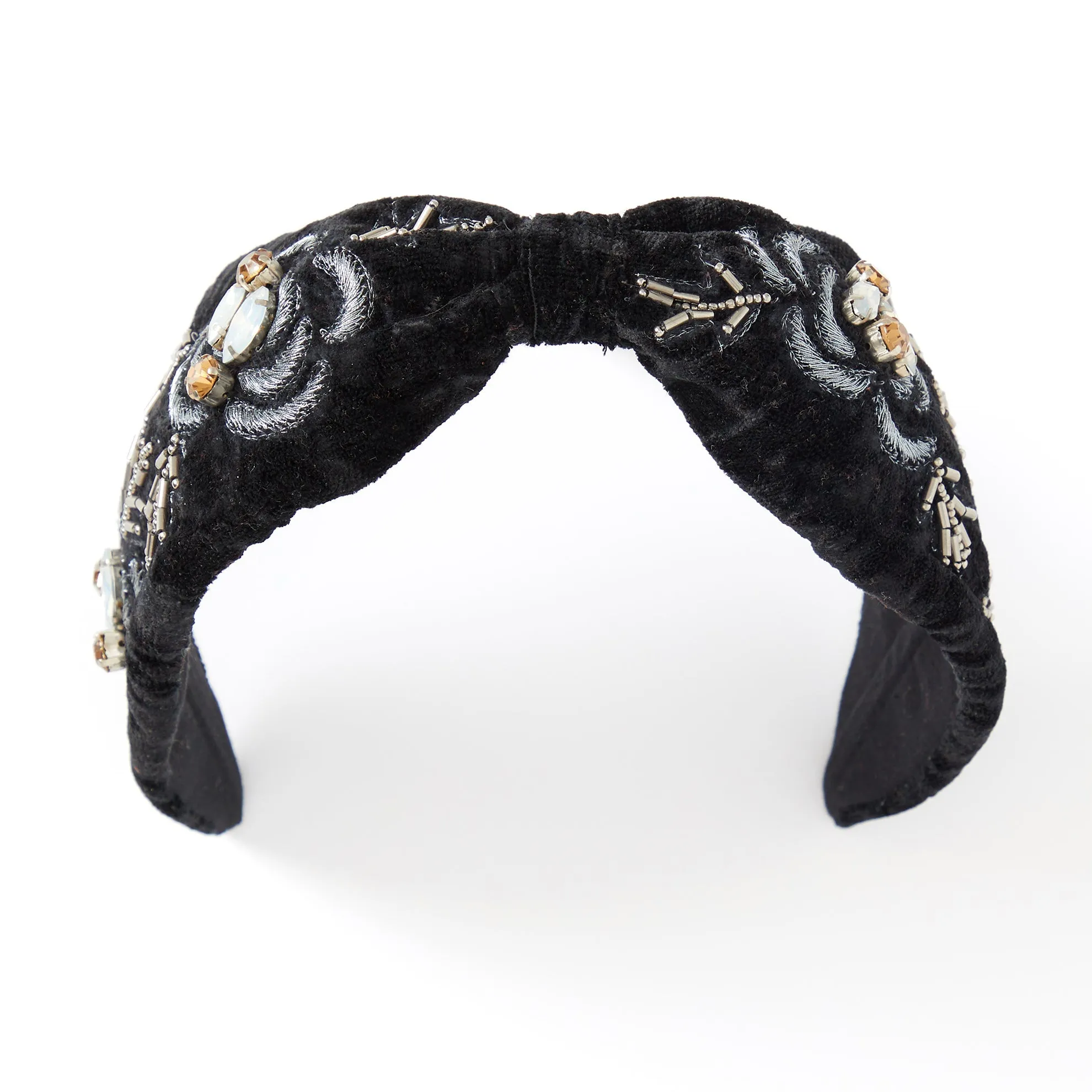 Floral Embroidered Velvet Headband