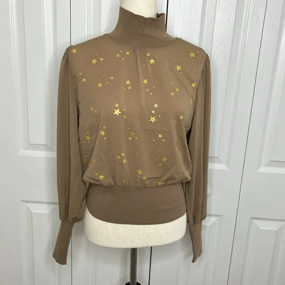French Connection Macey Beaded Star Turtleneck Sweater