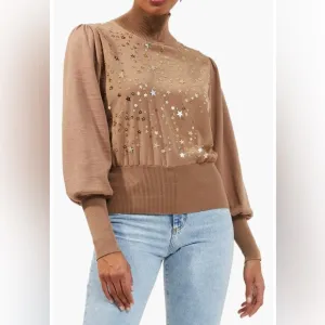 French Connection Macey Beaded Star Turtleneck Sweater