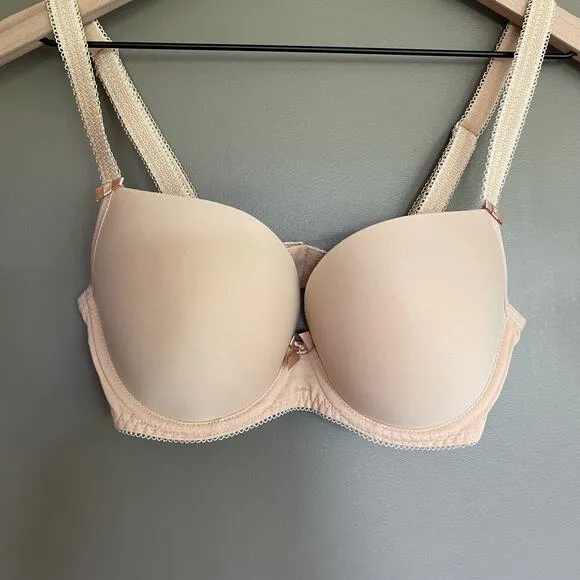 Freya Deco Nude Plunge UW Moulded Cup Bra Size 30DDD Nude Beige Underwire