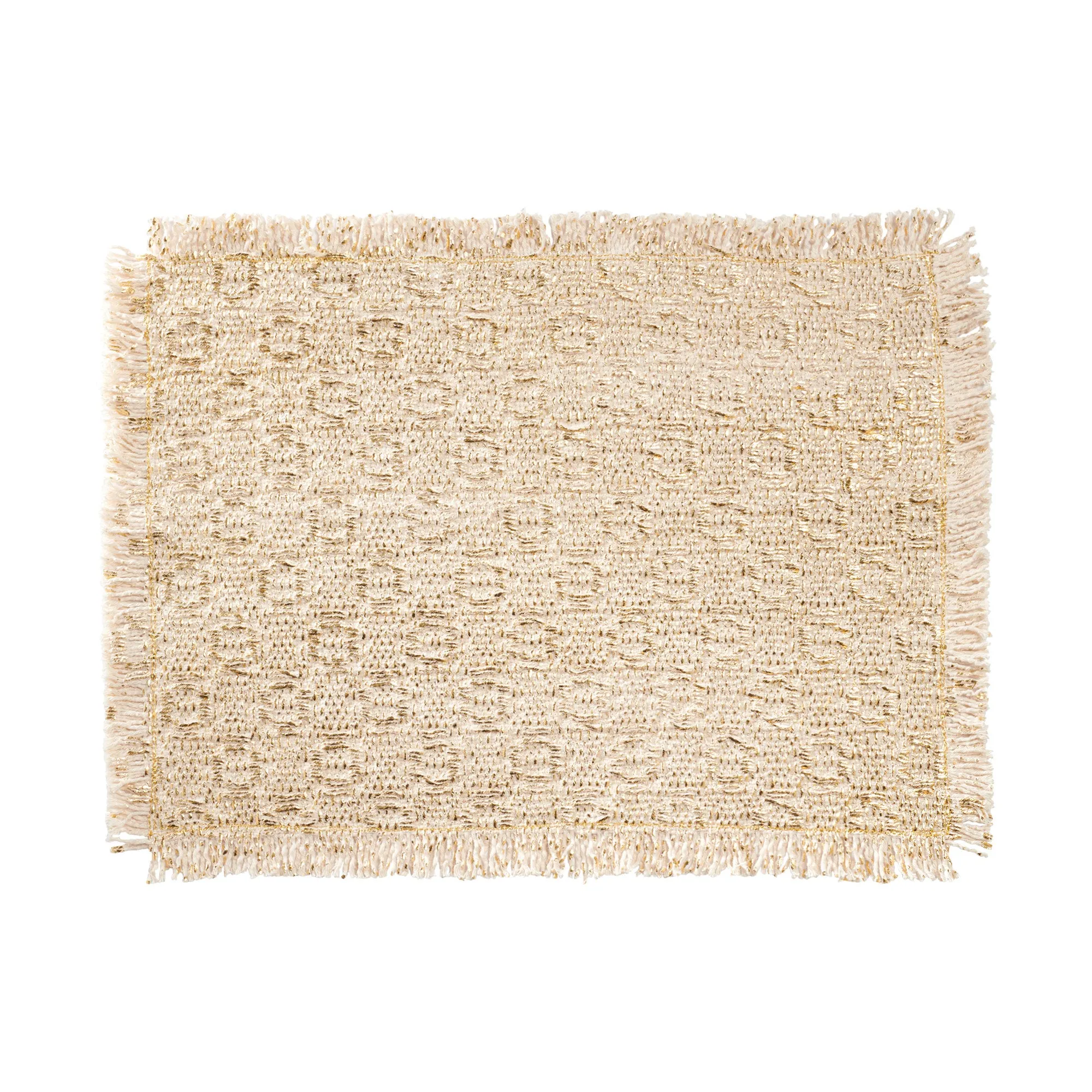 Fringed Placemat Set - Gold Pois