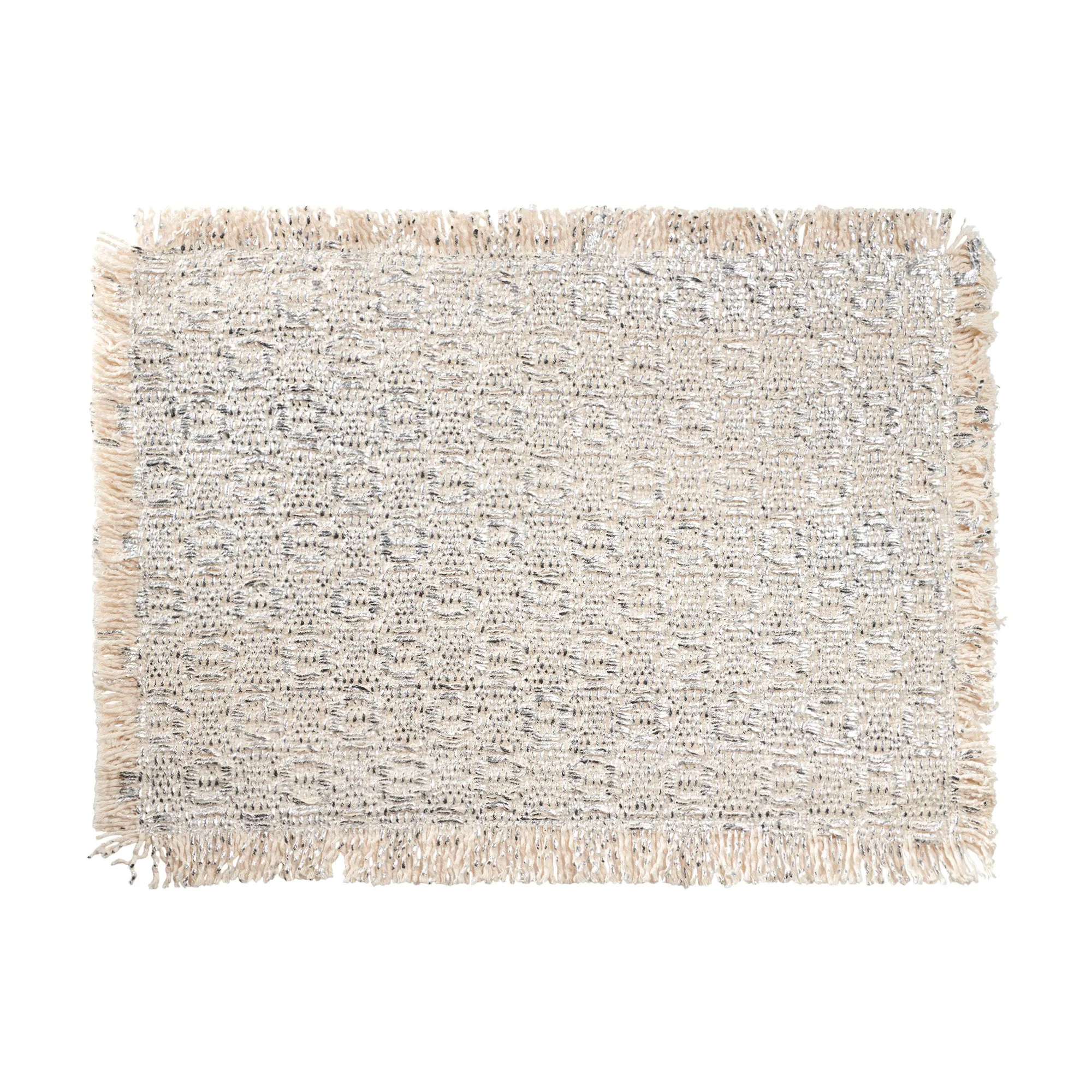Fringed Placemat Set - Silver Pois