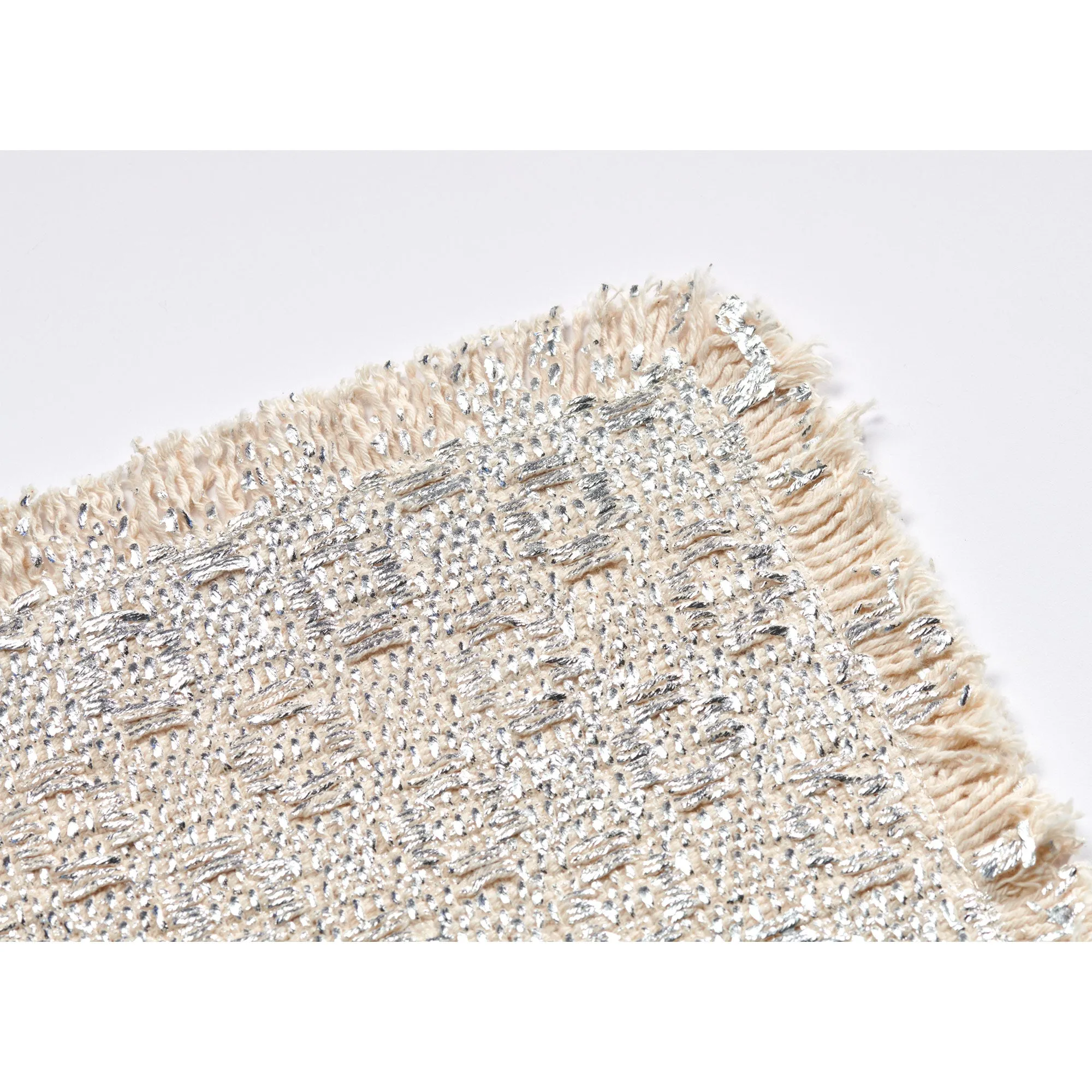 Fringed Placemat Set - Silver Pois
