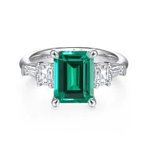 Genna Emerald Cut Three Stone Diamond Engagement Ring Setting