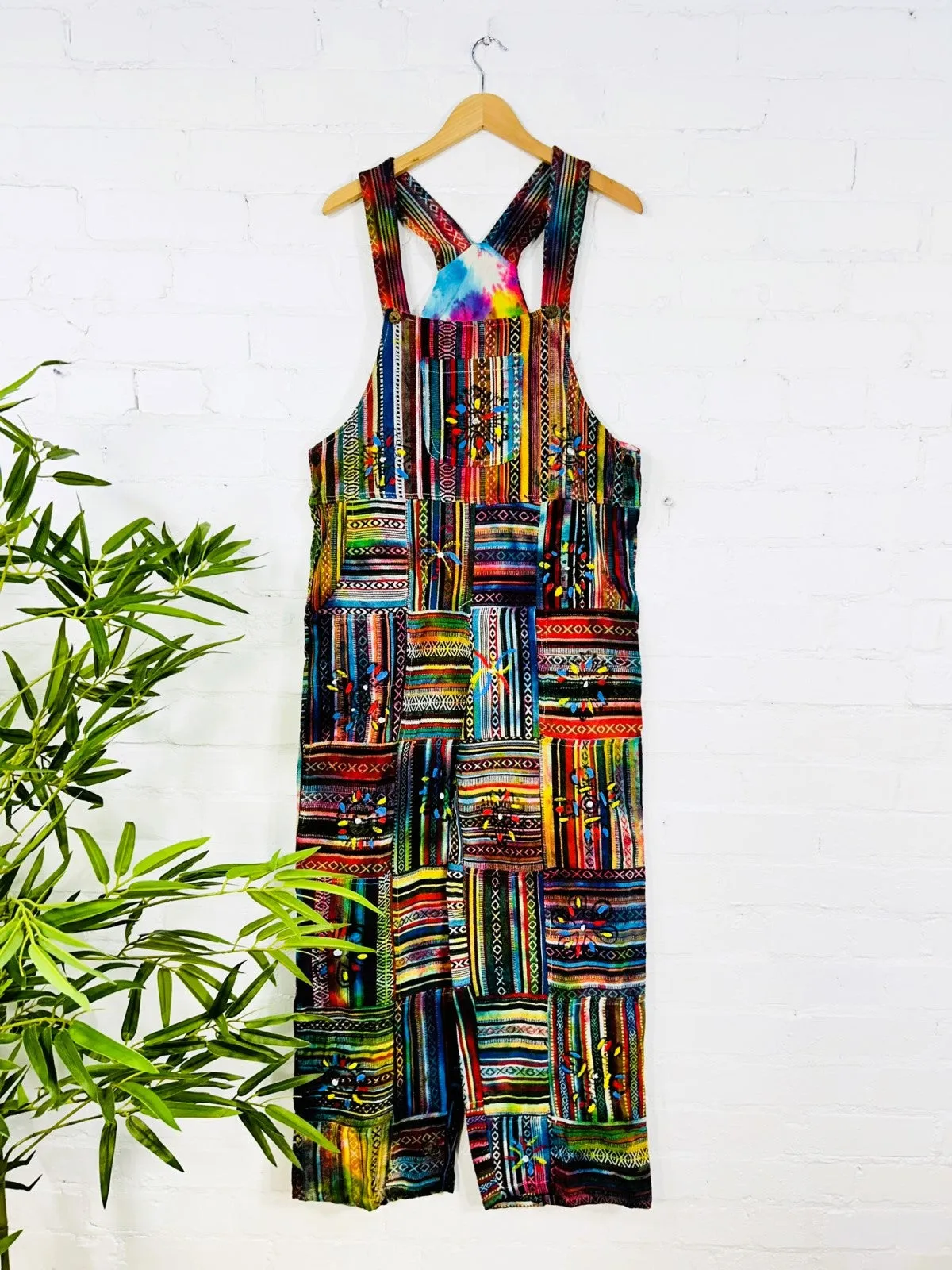 Gheri Patchwork Long Straight Leg Dungarees