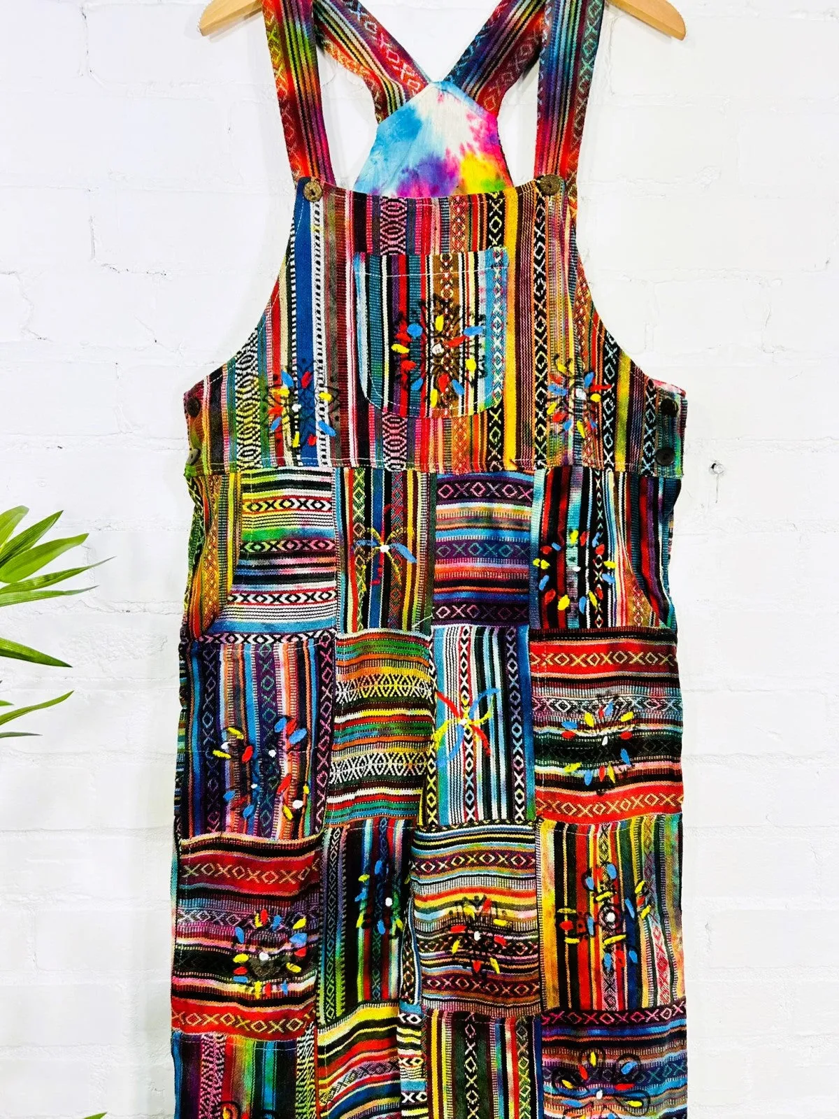 Gheri Patchwork Long Straight Leg Dungarees
