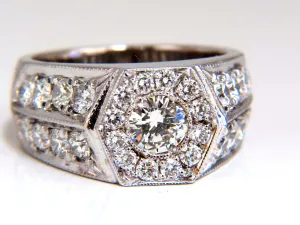 GIA Certified 2.29ct natural diamonds mens ring 18kt Hexagon Deck