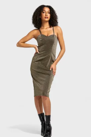 Giada Metallic Bodycon Midi Dress
