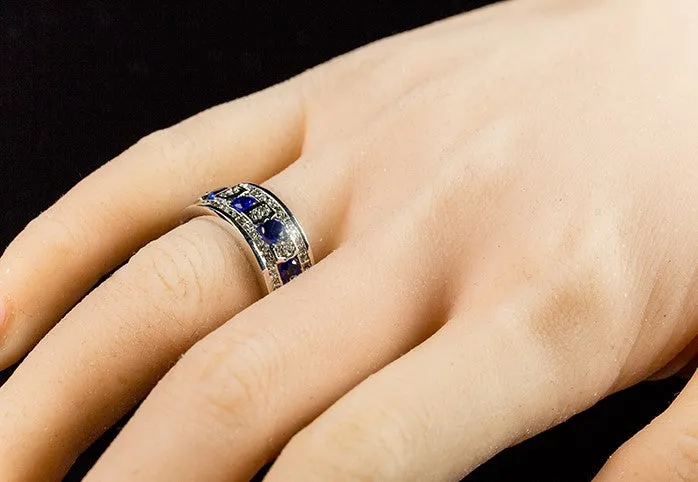Gina Sapphire and Clear Encrusted Band Ring | 3ct