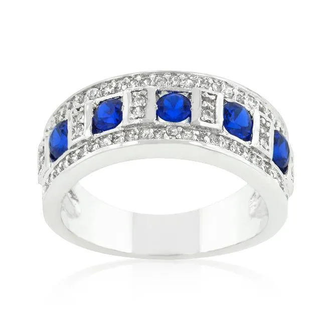 Gina Sapphire and Clear Encrusted Band Ring | 3ct