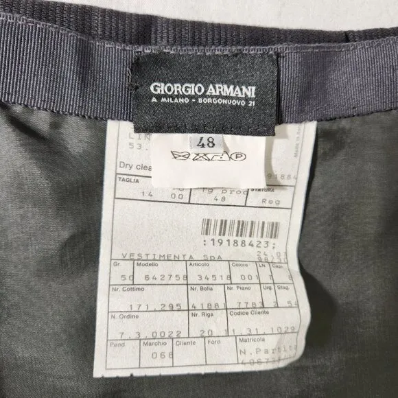 GIORGIO ARMANI Milano- Borgonuovo 21 Charcoal Pencil Midi Skirt Size EU 48 USA14