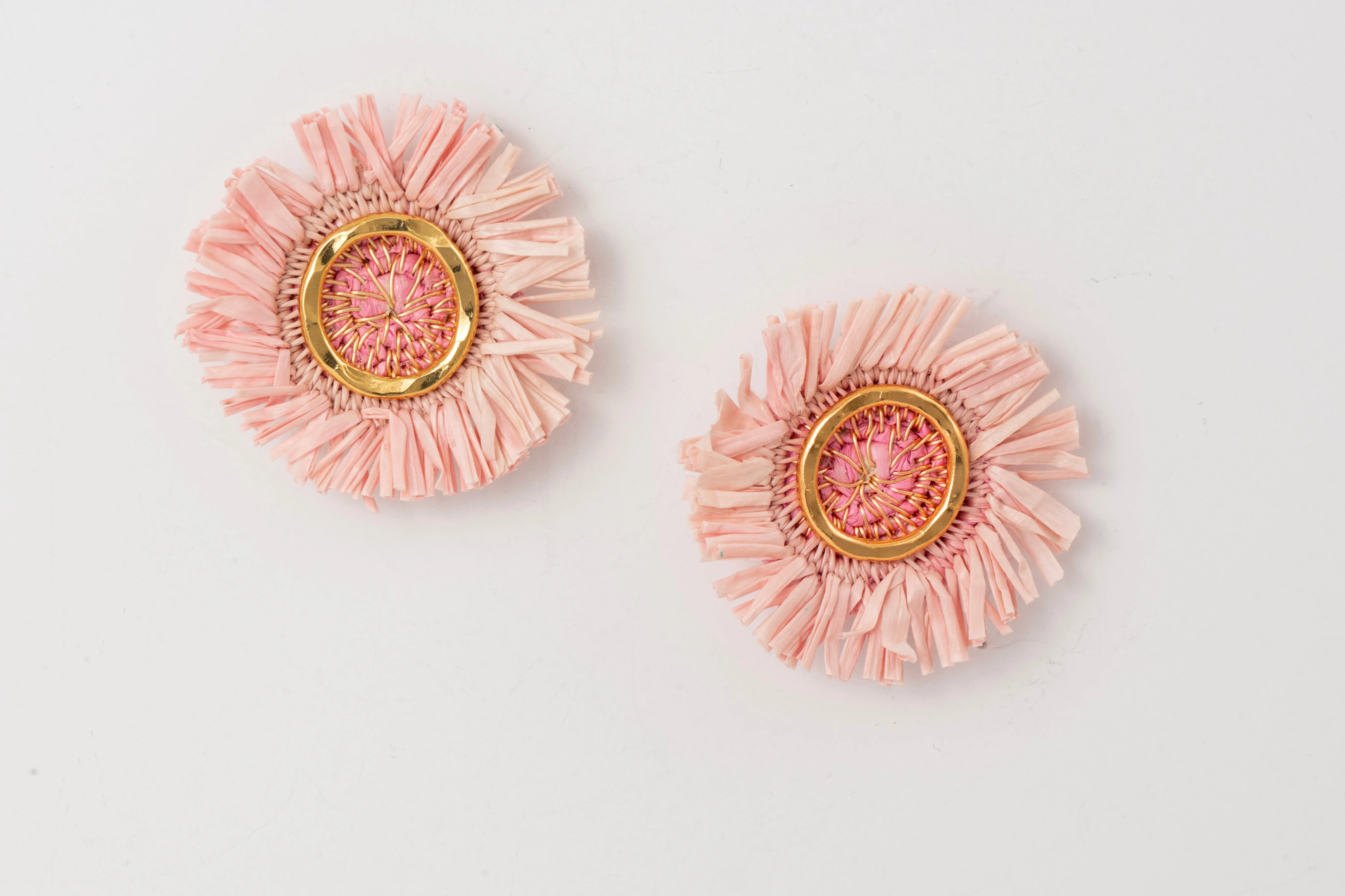 Girasol Stud Gold Earrings - 24KGP   Coral Werregue Palm Fiber