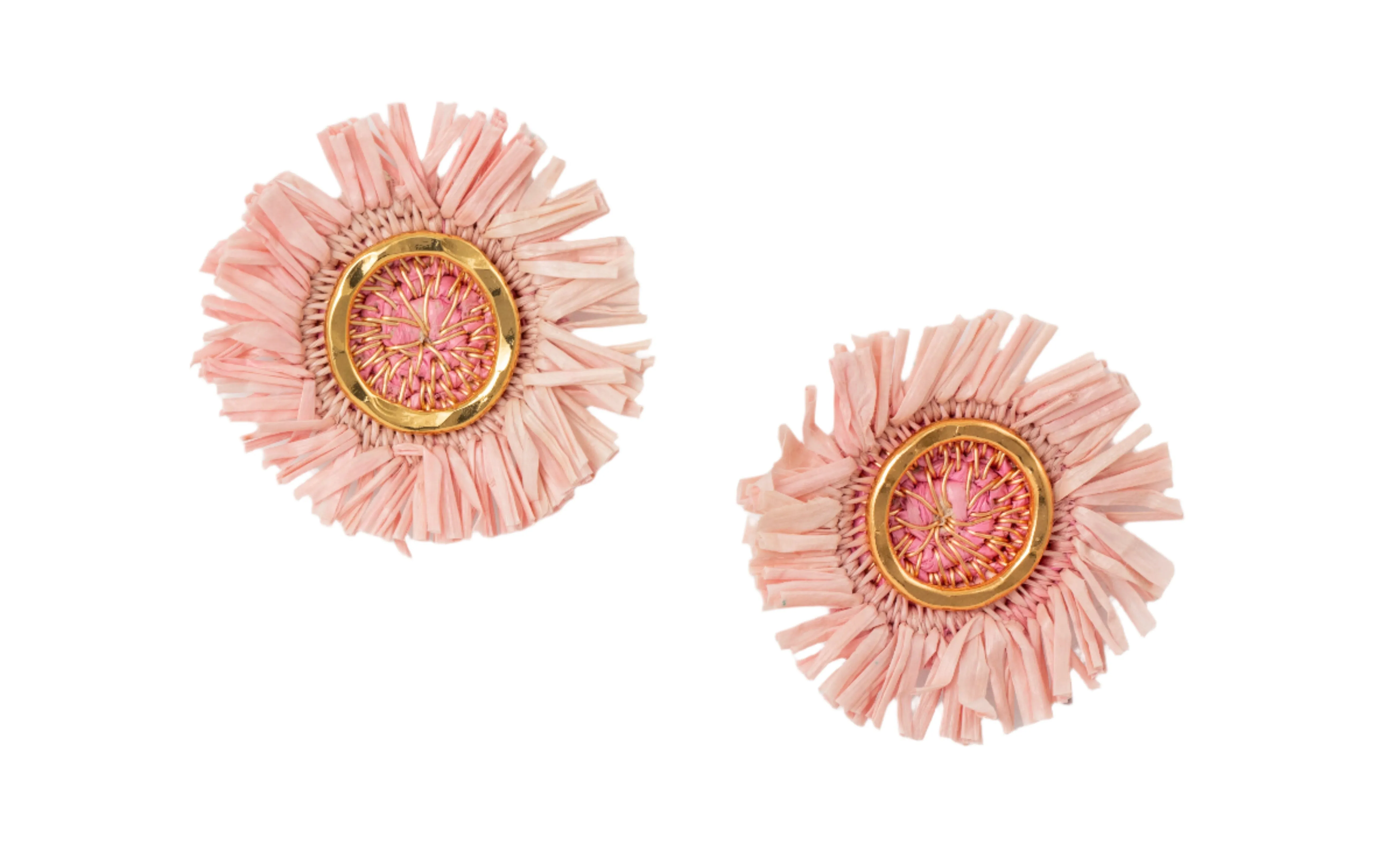 Girasol Stud Gold Earrings - 24KGP   Coral Werregue Palm Fiber