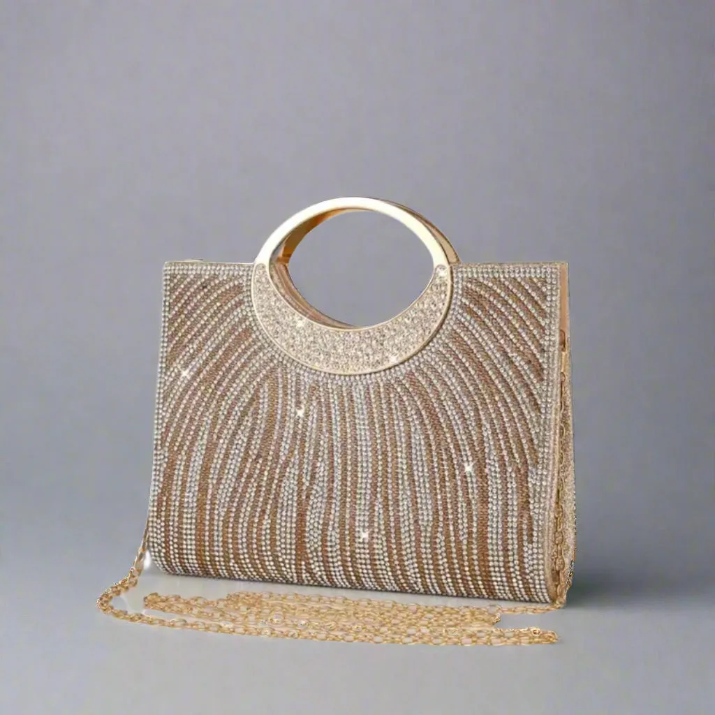 Glam Stripes Rhinestone Evening Bag