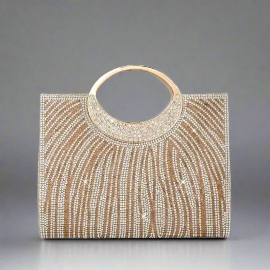 Glam Stripes Rhinestone Evening Bag