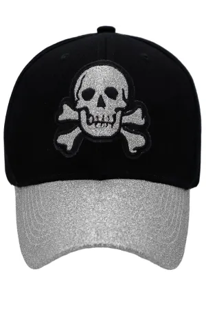 Glitter Shimmer Skull Curved Bill Baseball Cap