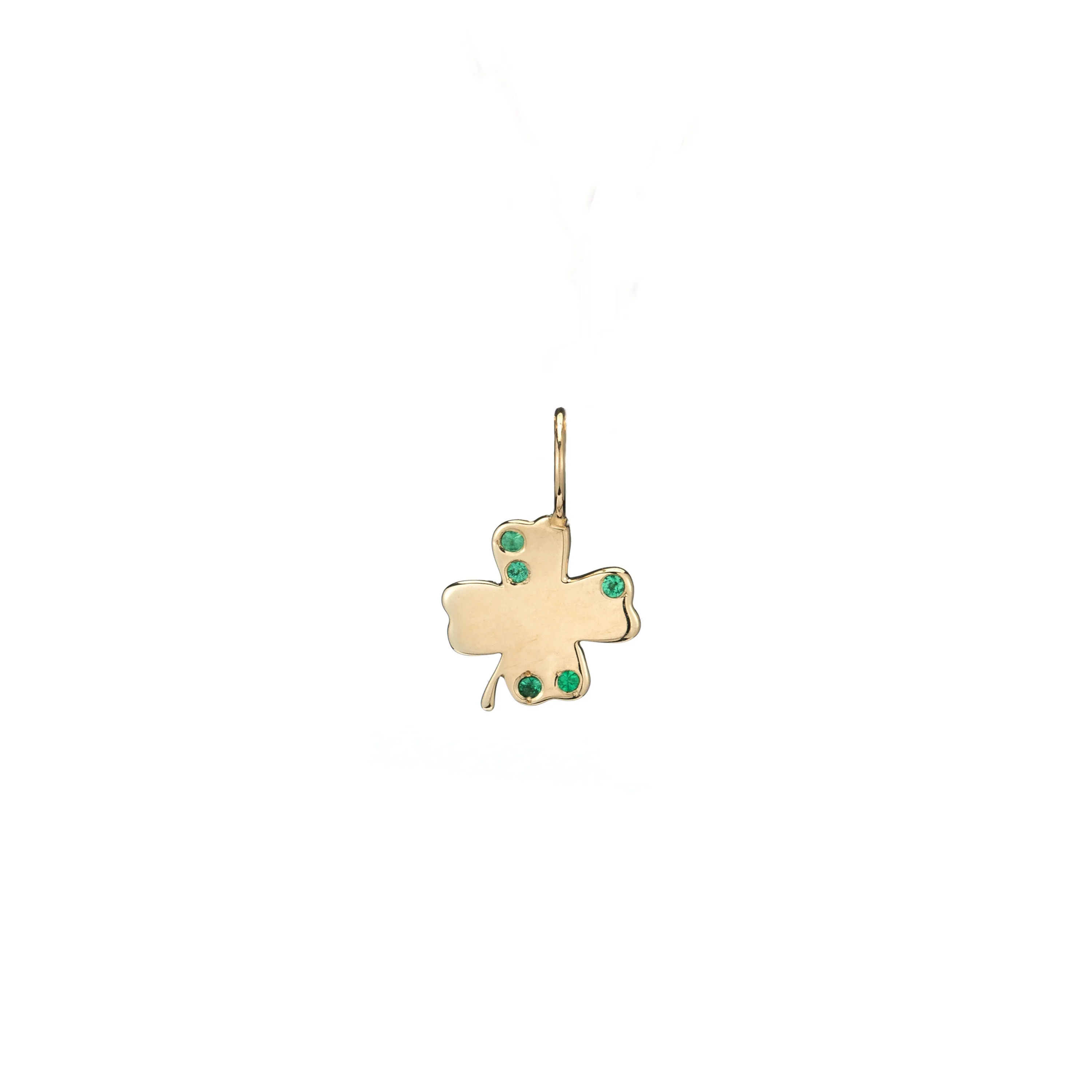 Gold & Emeralds Four Leaf Clover Charm