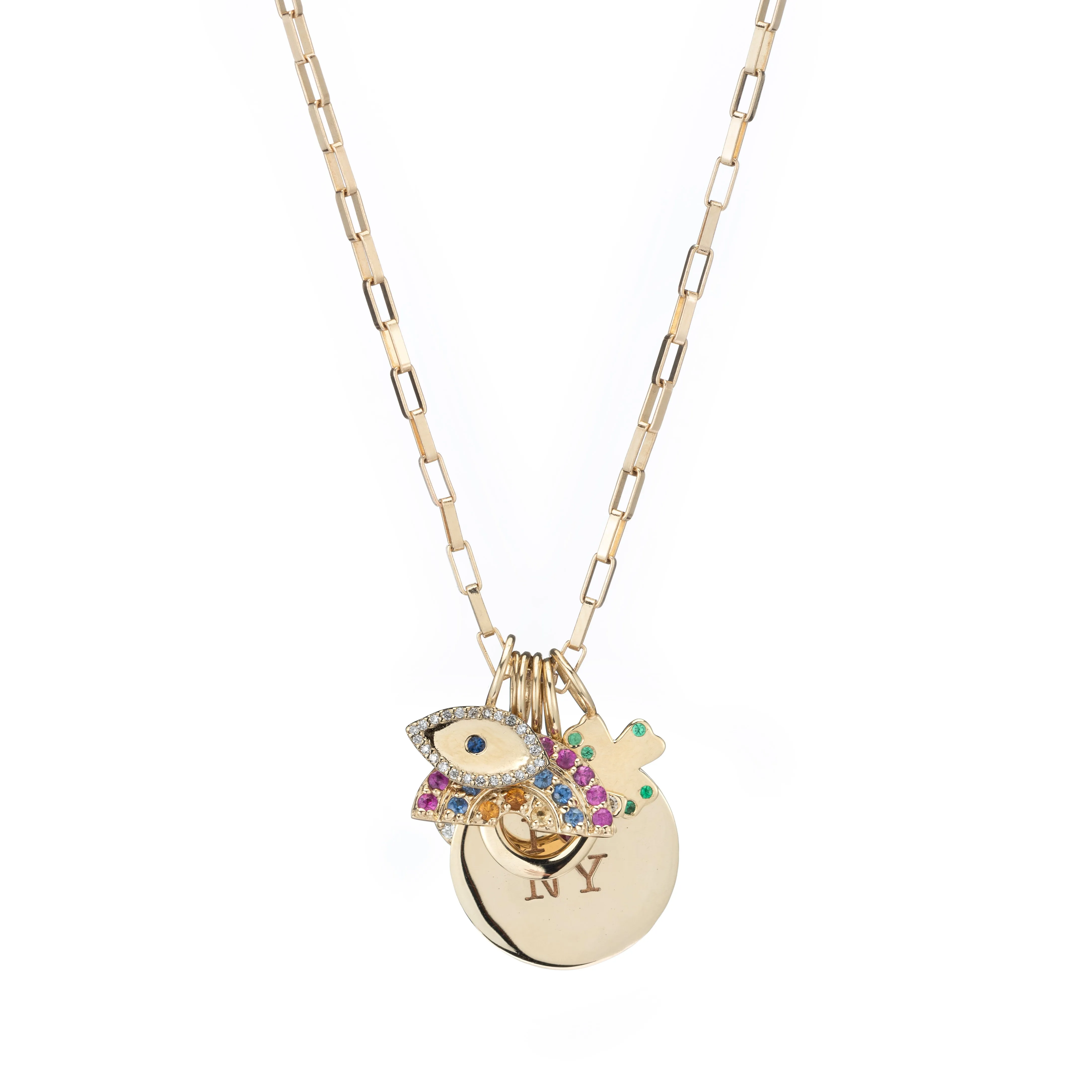 Gold & Emeralds Four Leaf Clover Charm