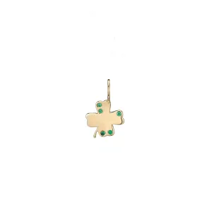 Gold & Emeralds Four Leaf Clover Charm