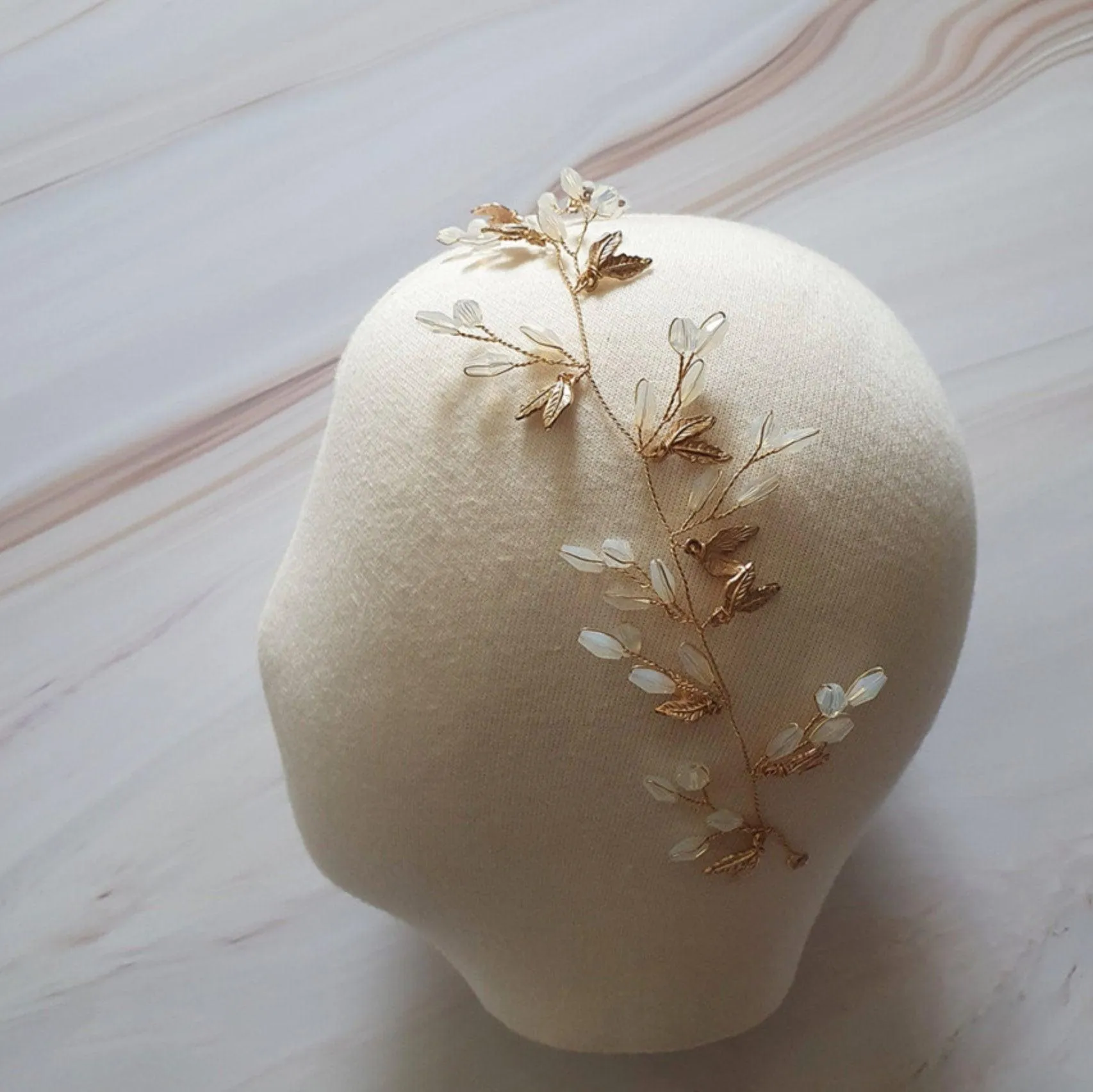 Gold Beaded Wreath Headband