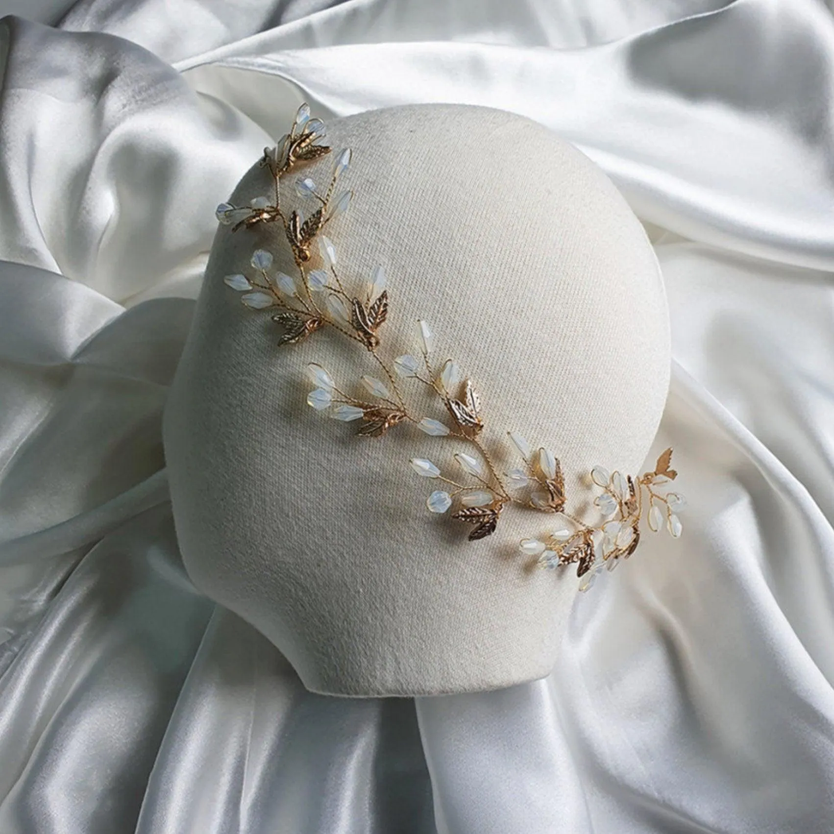 Gold Beaded Wreath Headband