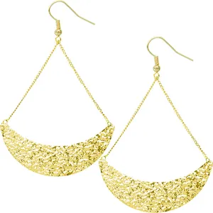 Gold Hammered Crescent Drop Chain Earrings