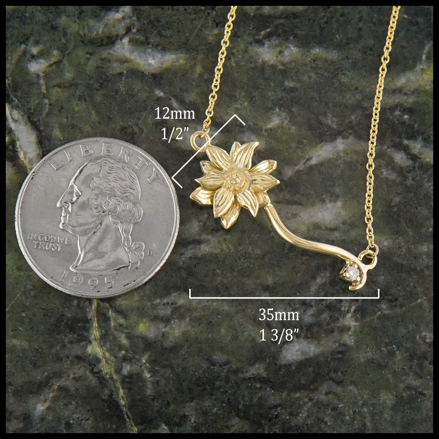 Gold Lotus and Diamond Pendant