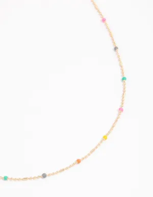 Gold Mini Ball Chain Mixed Bead Necklace