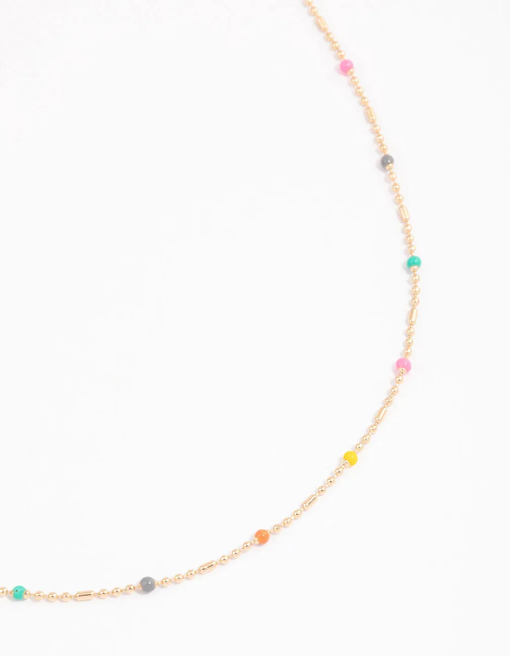 Gold Mini Ball Chain Mixed Bead Necklace