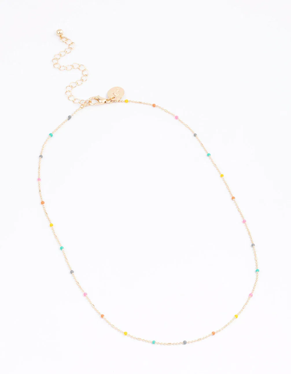 Gold Mini Ball Chain Mixed Bead Necklace
