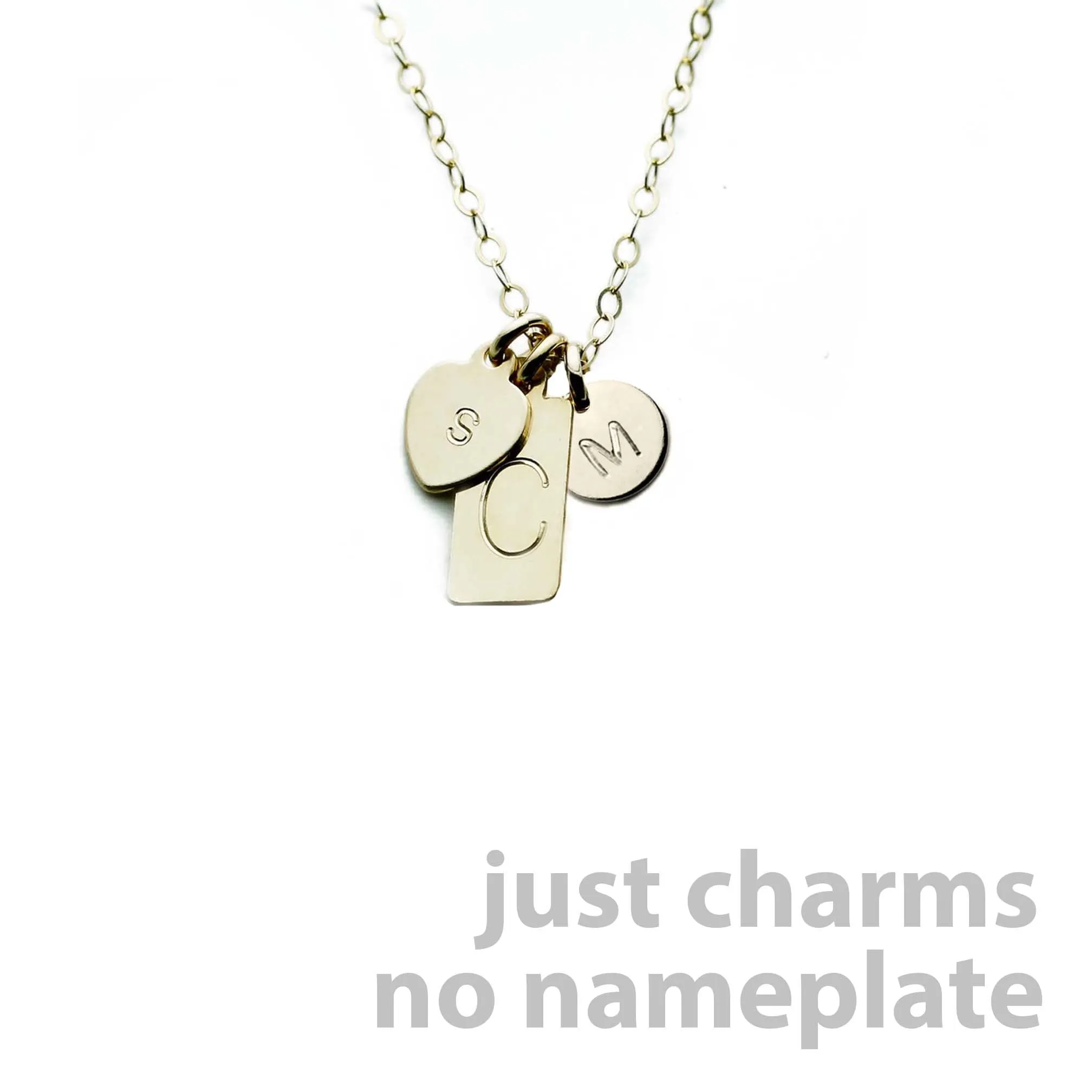 Gold Name Plate Necklace Custom Multi Charms