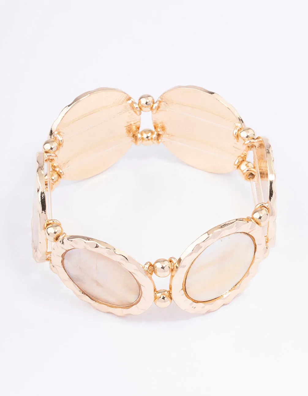 Gold Pearl Disc Bracelet