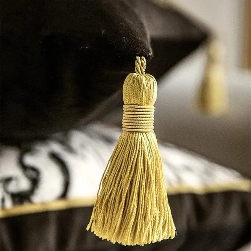 Gold Series Floral Vintage Velvet Pillow Cases With Tassel