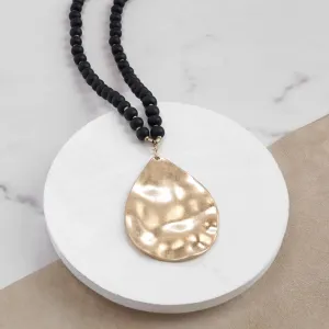 Gold Teardrop Wooden Necklace