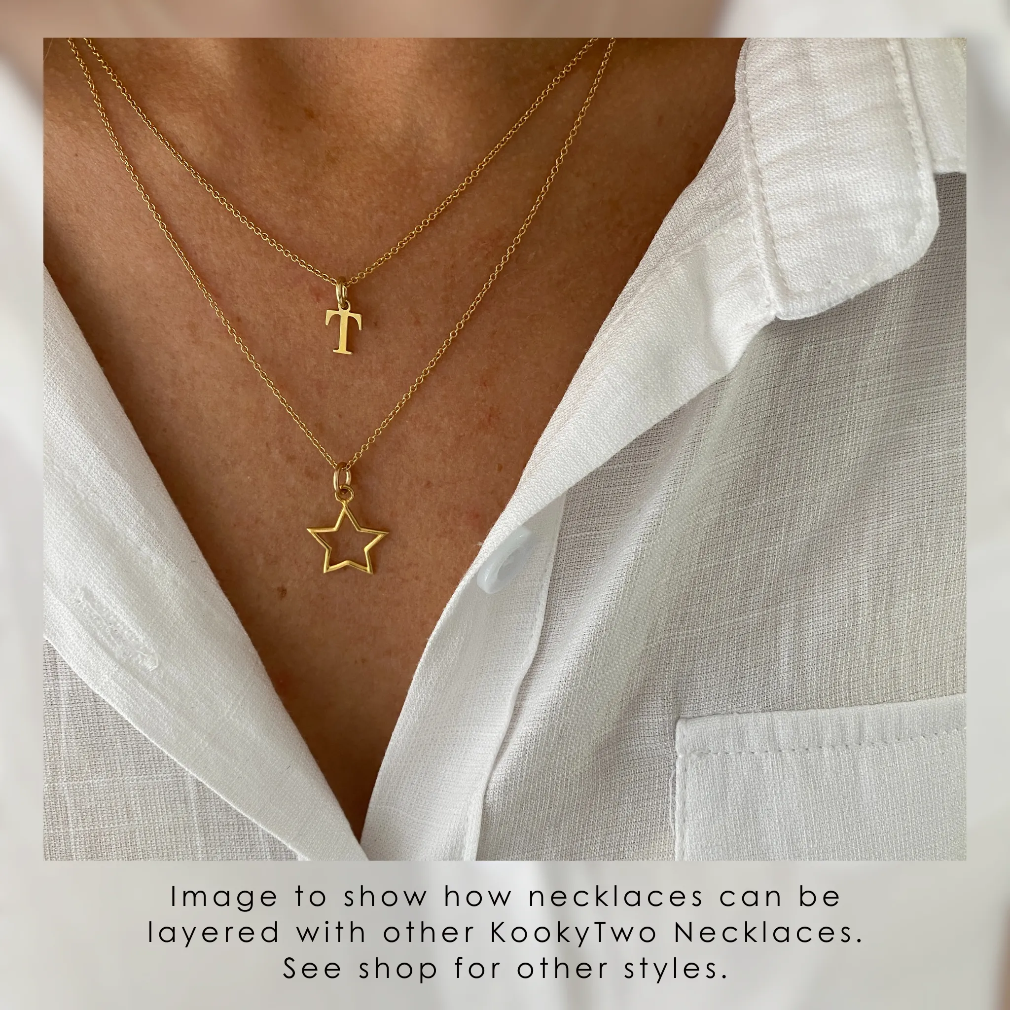 Gold Two Initial Necklace