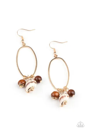 Golden Grotto Brown Paparazzi Earrings