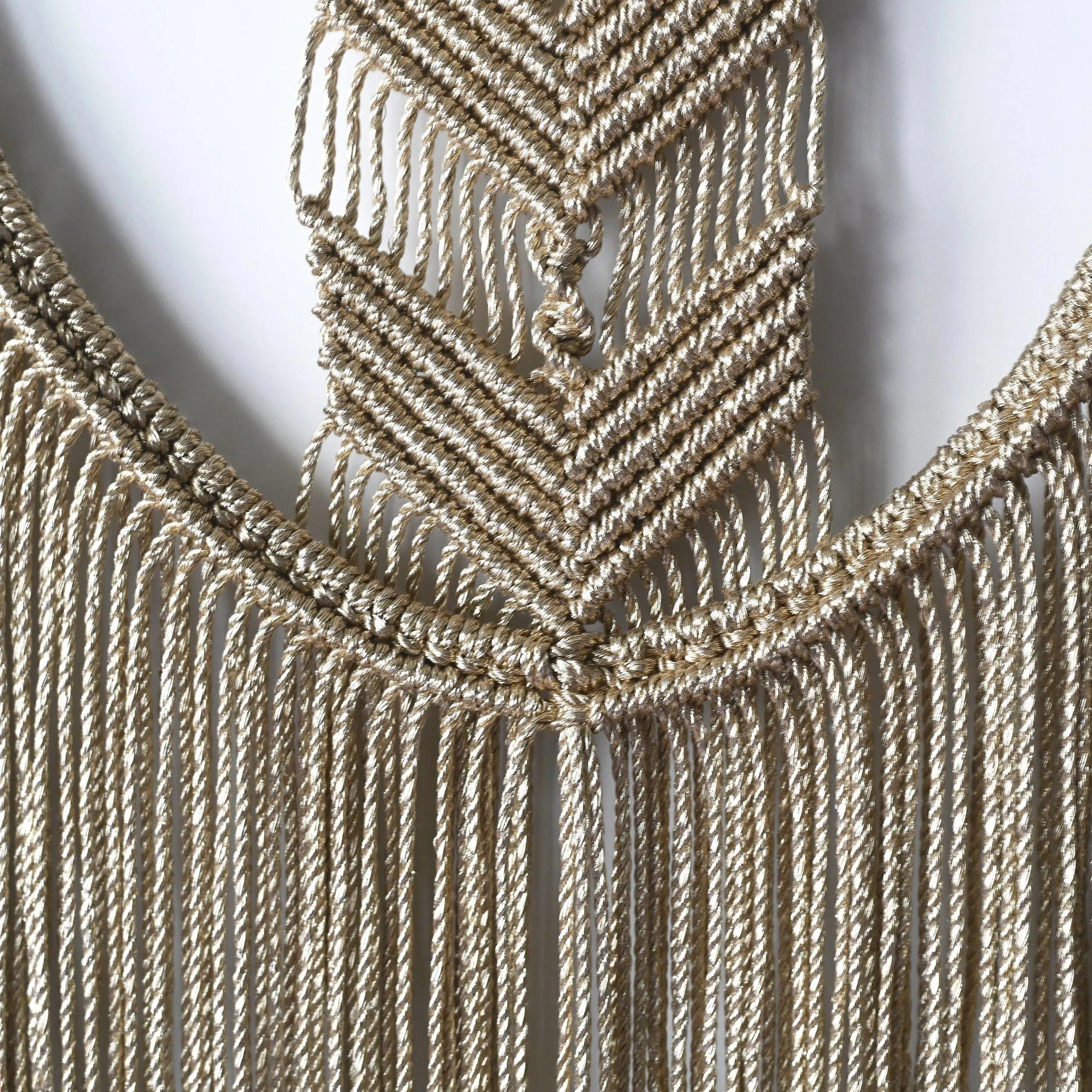 Golden Wall Decor, Gold Accent Macrame Wall Hanging, "EVA"