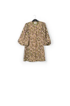 Green mini dress with metallic floral motif