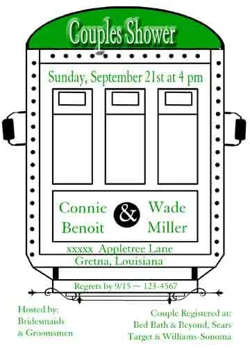 GREEN STREET CAR CUSTOM INVITATION