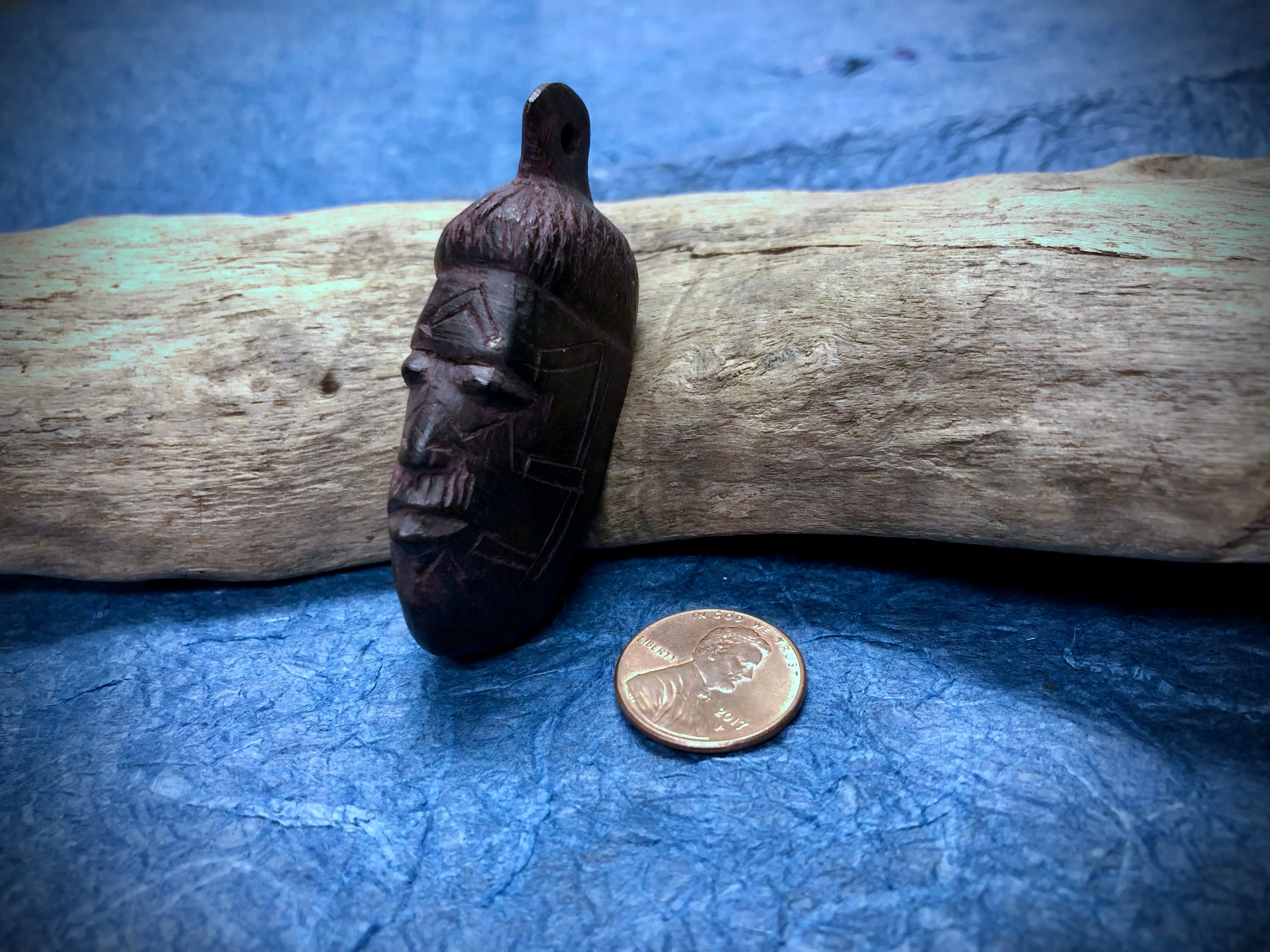 Hand Carved Wooden African Mask Pendant