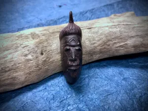 Hand Carved Wooden African Mask Pendant