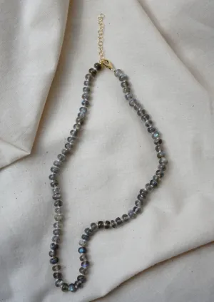 Hand Knotted Labrodite Rondelles Necklace