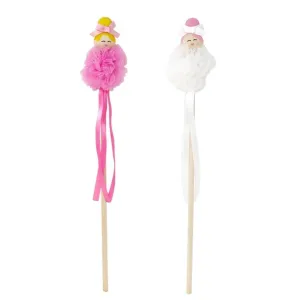 Hand Painted Wooden Bead Ballerina Tulle Wand