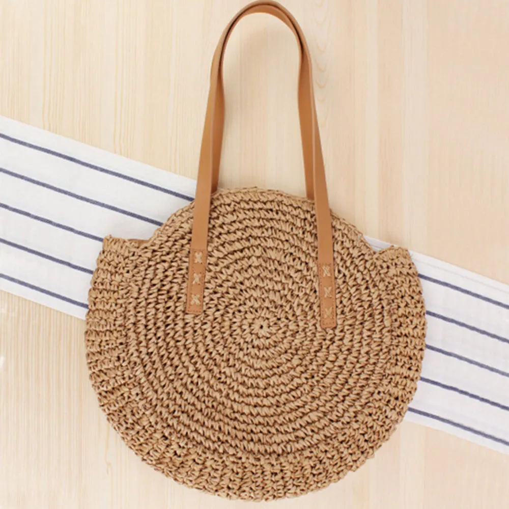 Hand Woven Braided Pattern Rattan Women’s Bucket Bag