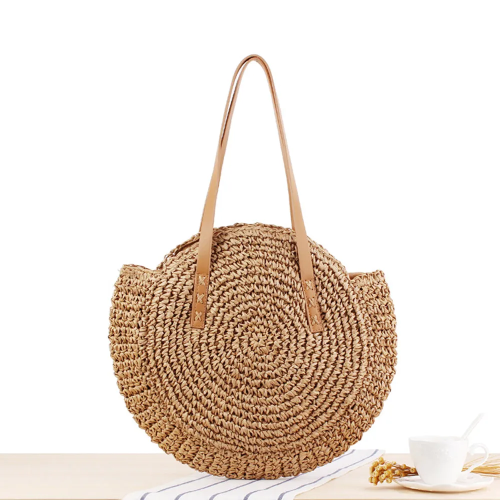 Hand Woven Braided Pattern Rattan Women’s Bucket Bag
