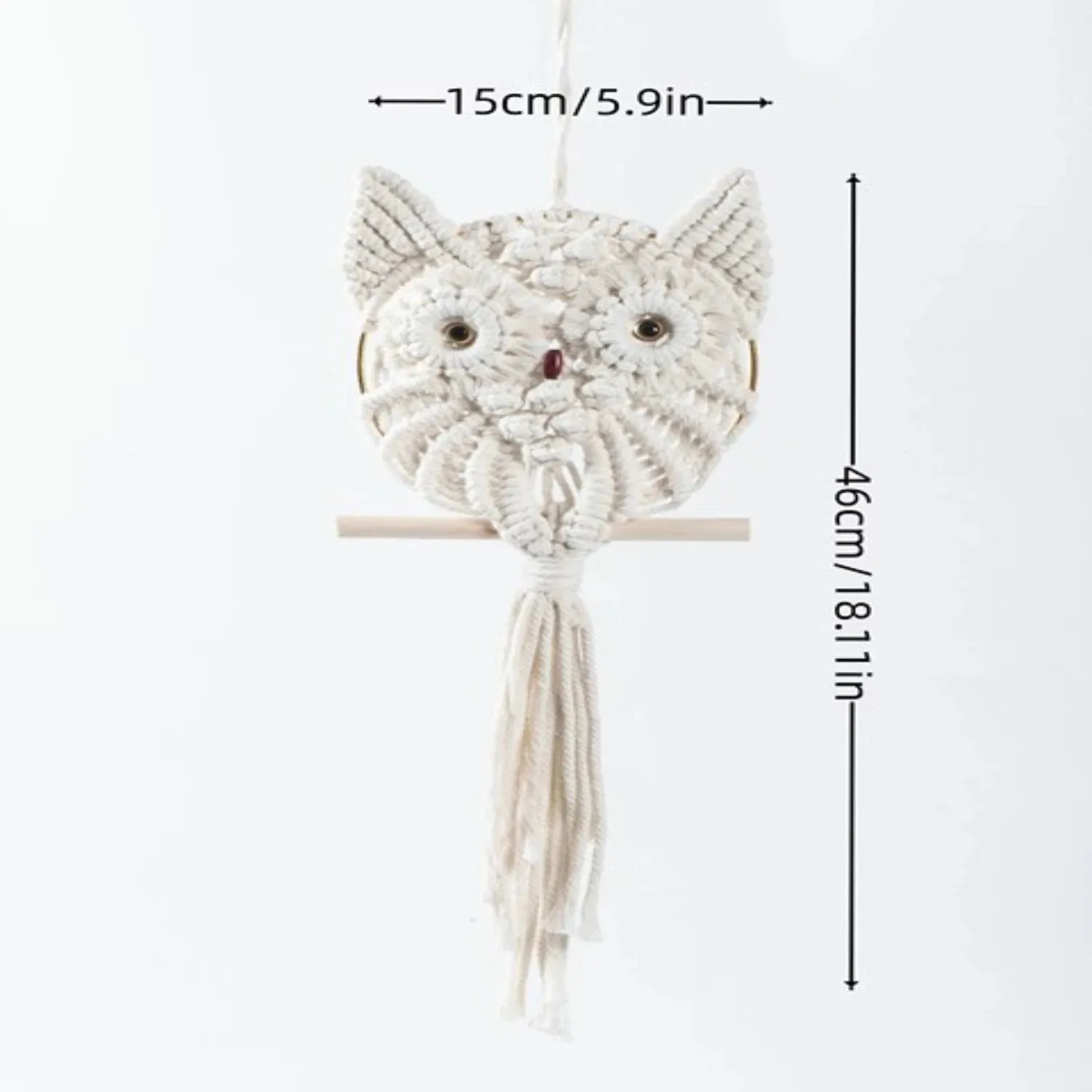 Hand-Woven Owls Dreamcatcher Ornament Arts Cotton Macrame Wall Hanging Tapestry DIY Owl Animal Tapestry Room  Decoration Bells